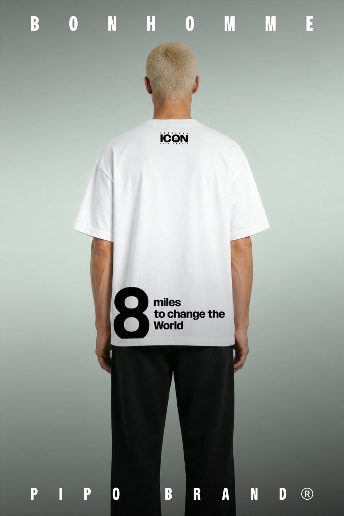 T-shirt blanc Bonhomme Icons 8 Miles : vue de dos portée.