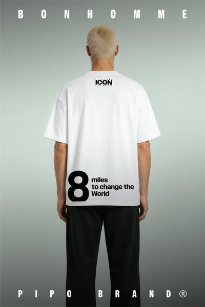 T-shirt blanc Bonhomme Icons 8 Miles : vue de dos portée.