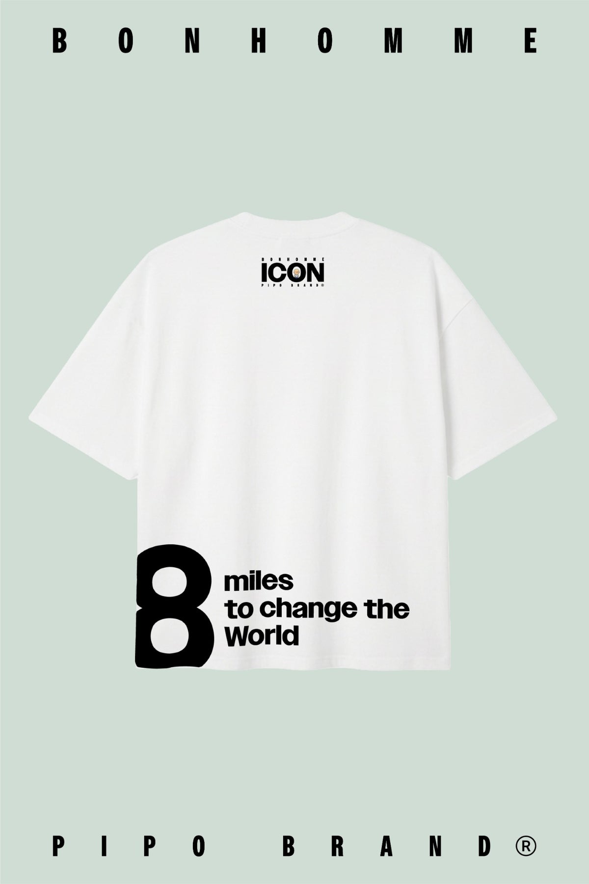 T-shirt blanc Bonhomme Icons 8 Miles : T-shirt vu de dos sur fond coloré.