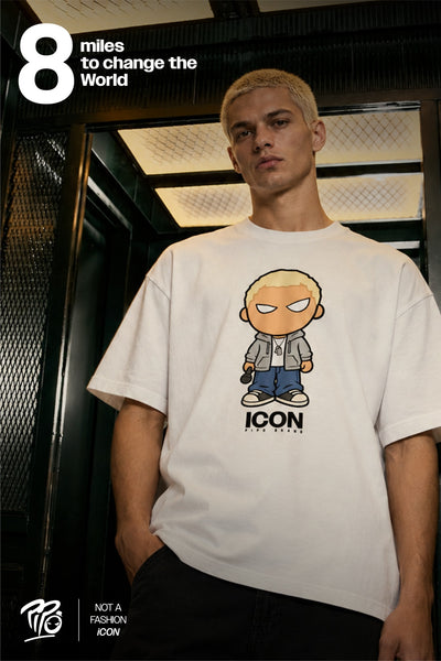 T-shirt blanc Bonhomme Icons 8 Miles : scène lifestyle.