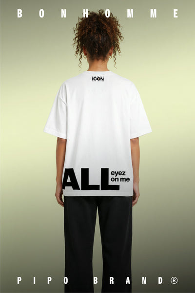 T-shirt blanc Bonhomme Icons All Eyez on Me : vue de dos portée.