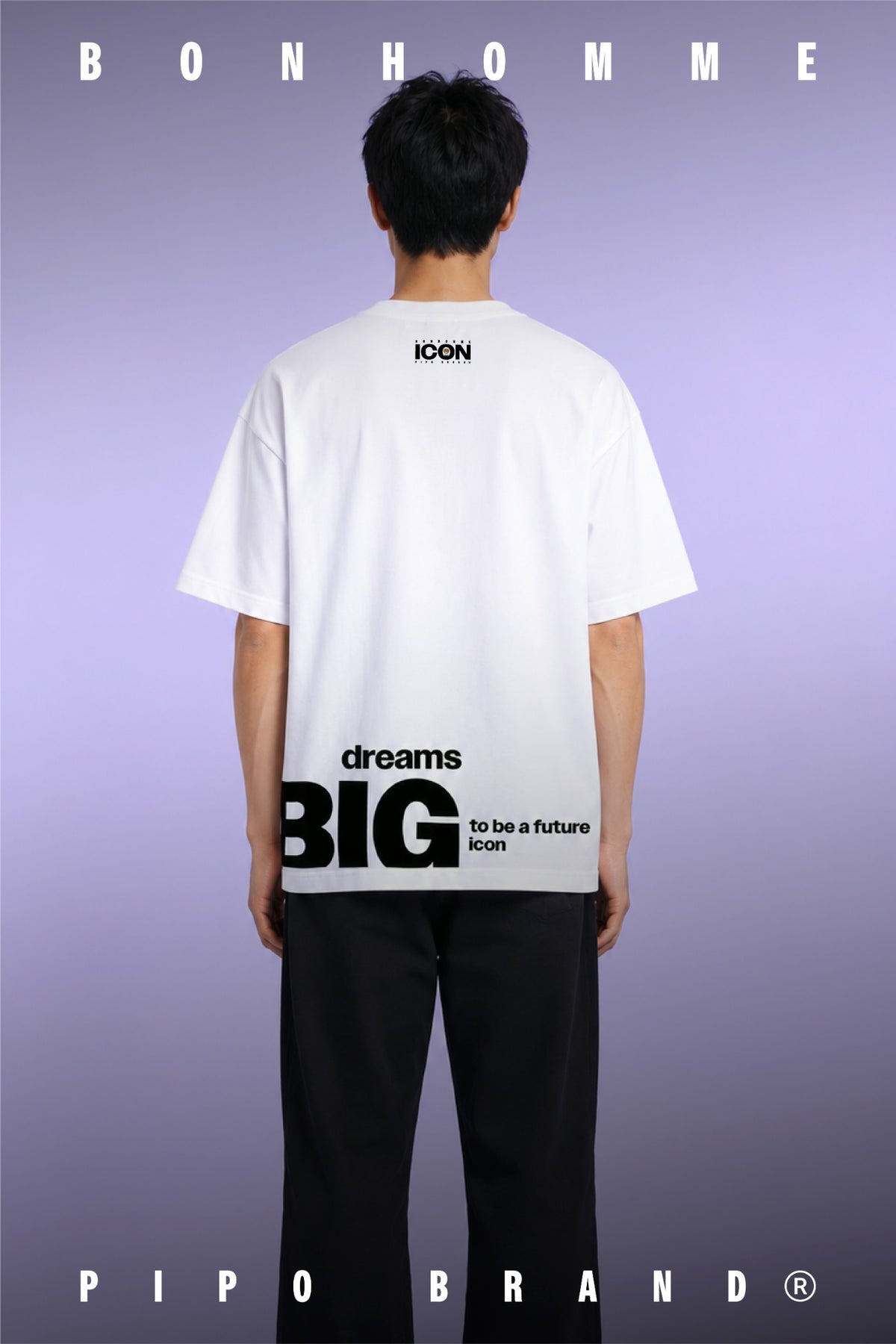T-shirt blanc Bonhomme Icons Dreams Big : vue de dos portée.