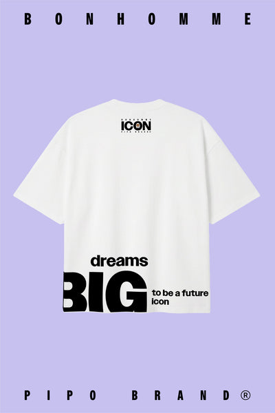 T-shirt blanc Bonhomme Icons Dreams Big : T-shirt vu de dos sur fond coloré.