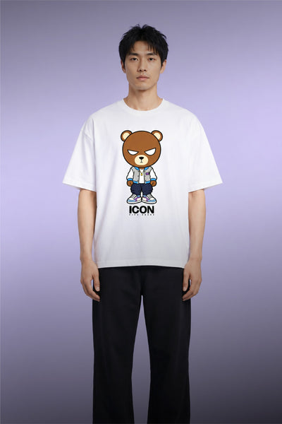 T-shirt blanc Bonhomme Icons Dreams Big : vue de face portée en entier.