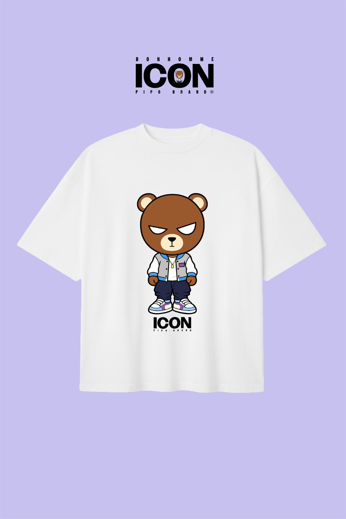 T-shirt blanc Bonhomme Icons Dreams Big : T-shirt vu de face sur fond coloré.