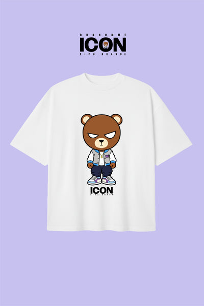 T-shirt blanc Bonhomme Icons Dreams Big : T-shirt vu de face sur fond coloré.